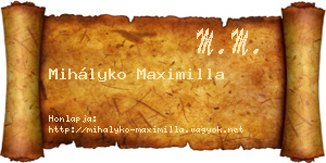 Mihályko Maximilla névjegykártya